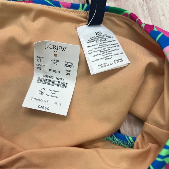 NEW J.Crew Factory Tropical Bright Floral Multi-Color High Waisted Bikini Bottom - Picture 6 of 7